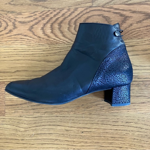 EUC BeautiFeel Black Silky Leather Booties (38) Made in Israel - Picture 1 of 12